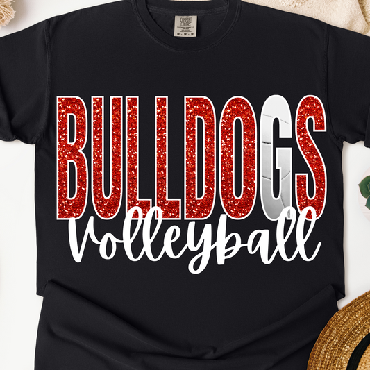 Bulldogs Volleyball Faux Glitter