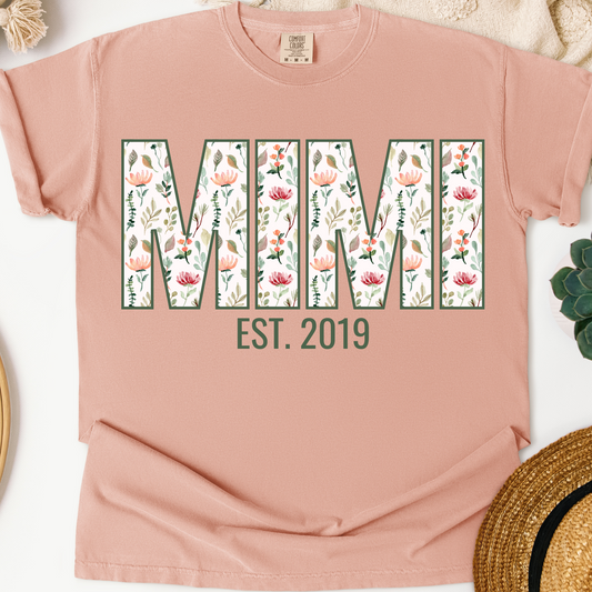 Customizable Floral Mama, Mimi, Gigi, Grandma